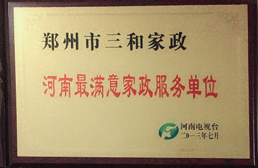 2013年河南最满意家政服务单位